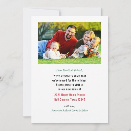 We hebben verplaatst Christmas Photo Candy Cane Re Aankondiging (Achterkant)