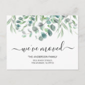 We hebben verplaatst Eucalyptus gebladerte Nieuwe  Aankondigingskaart (Voorkant)