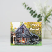  "WE HEBBEN VERPLAATST"/FOTO/HUIS IN RUINEN AANKONDIGINGSKAART (Staand voorkant)