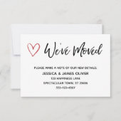 "We hebben verplaatst" Handschrift Kaart met Rode (Voorkant)