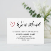 "We hebben verplaatst" Handschrift Kaart met Rode (Staand voorkant)