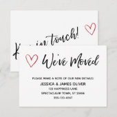 "We hebben verplaatst" Handschrift Kaart met Rode (Voorkant / Achterkant)