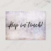 "We hebben verplaatst" Handschrift op Paarse-Hued  Visitekaartje (Achterkant)