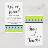 "We hebben verplaatst" Kaart in Limoen, blauw en d Visitekaartje (Voorkant / Achterkant)