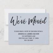 "We hebben verplaatst" Modern Handschrift Stoffige Kaart (Voorkant)