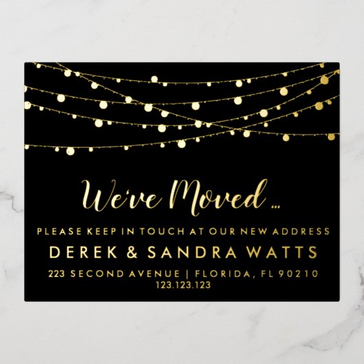 We hebben verplaatst Nieuw adres rustieke kerstver Folie Feestdagen Briefkaart (Voorkant)