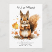 We hebben verplaatst Schattigee Herfst Eekhoorn Ni Aankondigingskaart (Voorkant)