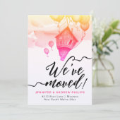 We hebben verplaatst Schattigee leuke roze nieuwe Aankondiging (Staand voorkant)