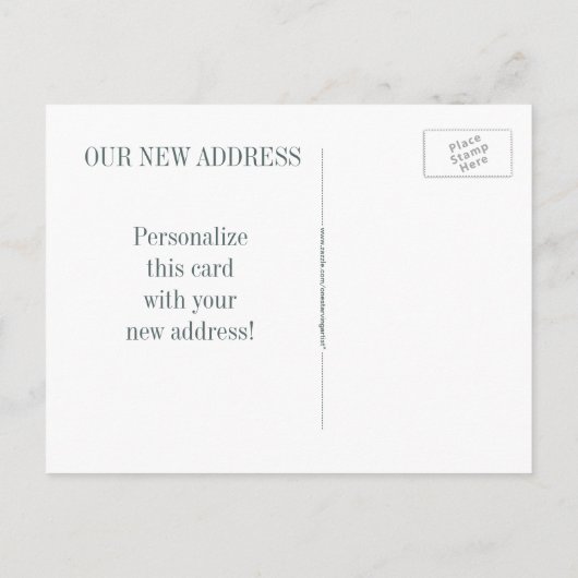 "We hebben verplaatst" wijziging van adres briefka Aankondigingskaart (Achterkant)