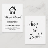 "We hebben verplaatst" Zwart-wit Kaart w / Little  Visitekaartje (Voorkant / Achterkant)