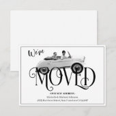 We hebben Vintage Car White - adres verplaatst Aankondiging (Voorkant / Achterkant)