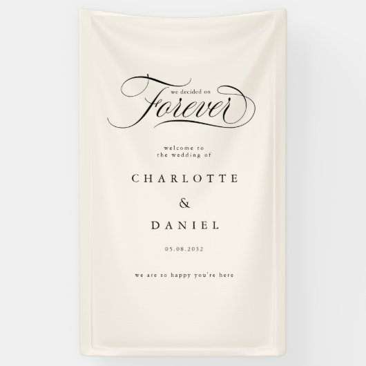 WE HEBBEN VOOR ALTIJD BESLOTEN! Elegant, trouwbann Spandoek (Verticaal)