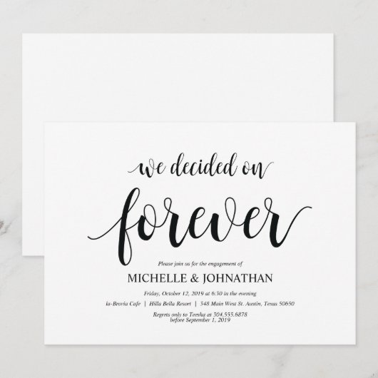 We hebben voor altijd besloten, Engagement Party n Kaart (Voorkant / Achterkant)