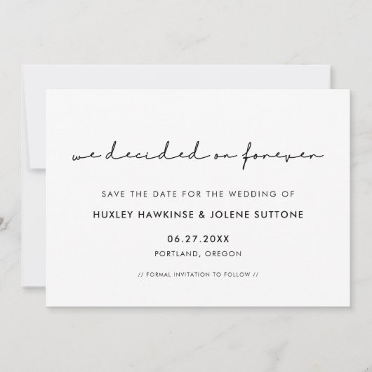 We hebben voor altijd besloten tot Modern minimali Save The Date (Voorkant)