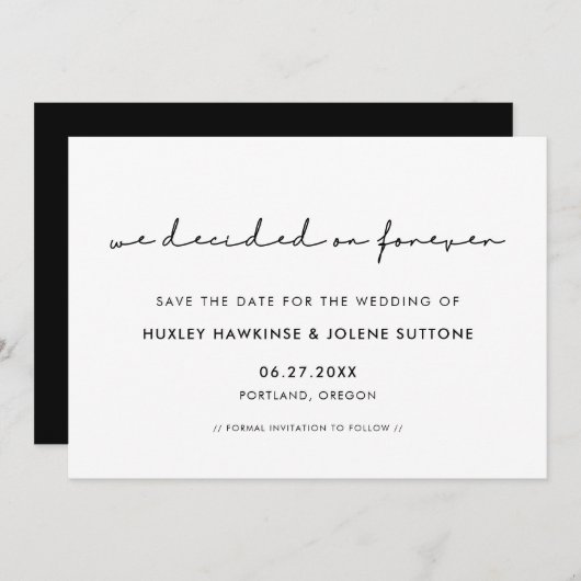 We hebben voor altijd besloten tot Modern minimali Save The Date (Voorkant / Achterkant)