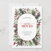 We hebben Warm Red Winter Moving Announcement verp Feestdagenkaart (Voorkant)