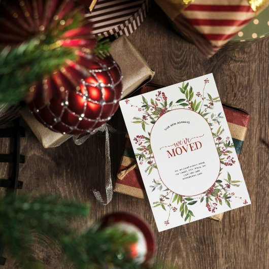 We hebben Warm Winter Berry Moving Announcement ve Feestdagenkaart