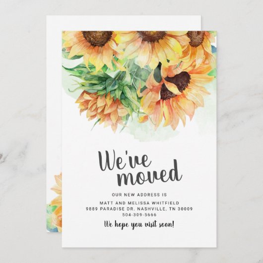 We hebben Watercoler Sunflower Moving Aankondiging (Voorkant / Achterkant)