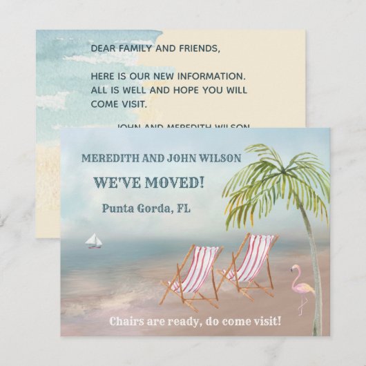 We hebben Waterverf Beach Moving Announcement verp Aankondiging (Voorkant / Achterkant)