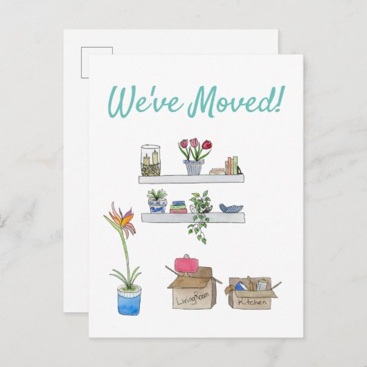 We hebben Waterverf-bewegende boxen en leefruimte  Aankondigingskaart (Voorkant / Achterkant)