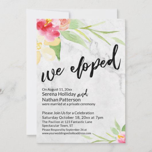 We hebben Waterverf bloemen en grijze marmer Kaart (Voorkant)