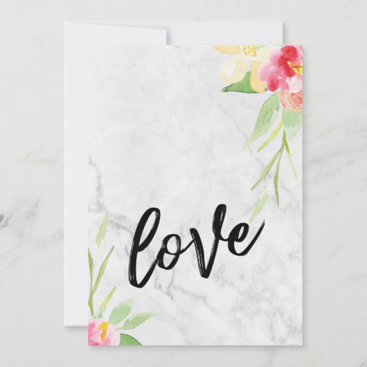 We hebben Waterverf bloemen en grijze marmer Kaart (Achterkant)