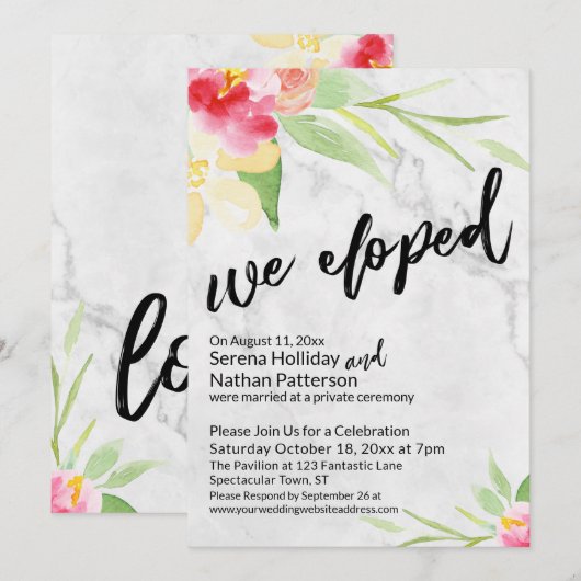 We hebben Waterverf bloemen en grijze marmer Kaart (Voorkant / Achterkant)