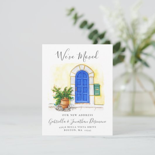 We hebben Waterverf Blue Deur Moving Aankondiging (Staand voorkant)