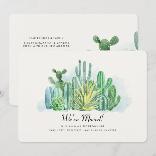 We hebben Waterverf Cacti Moving Announcement verp Aankondiging (Voorkant / Achterkant)