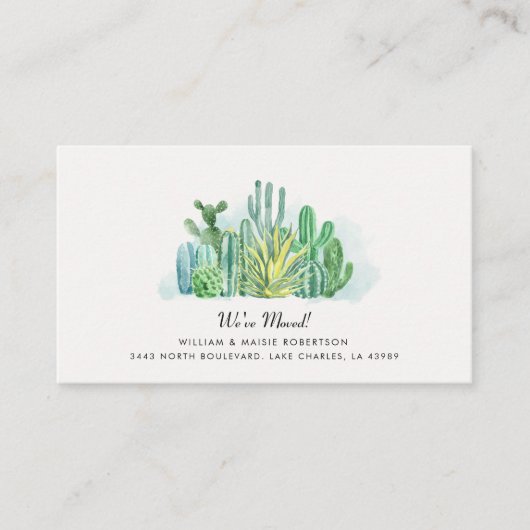 We hebben Waterverf Cacti Moving Announcement verp Visitekaartje (Voorkant)