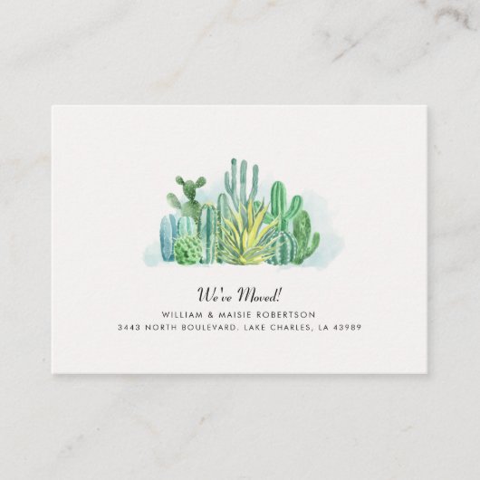 We hebben Waterverf Cacti Moving Announcement verp Visitekaartje (Voorkant)