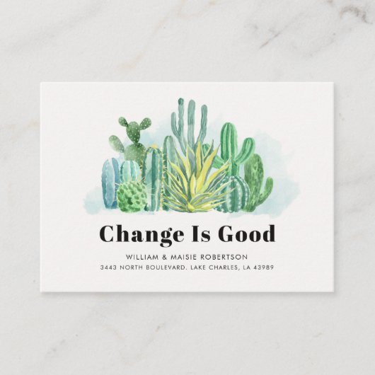 We hebben Waterverf Cactus Moving Announcement ver Visitekaartje (Voorkant)