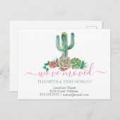 We hebben Waterverf Cactus Succulent verplaatst Aankondigingskaart (Voorkant / Achterkant)