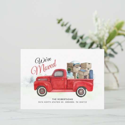 We hebben Waterverf Chic Moving Announcement verpl (Staand voorkant)