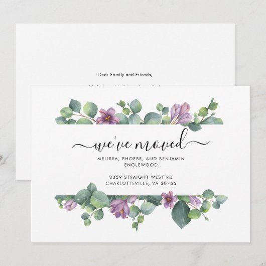 We hebben Waterverf Eucalyptus verhuisd Aankondiging (Voorkant / Achterkant)