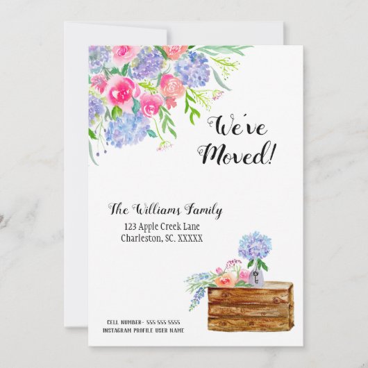 We hebben Waterverf Floral-aankondiging verplaatst Kaart (Voorkant)