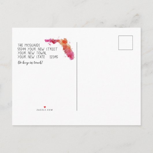 We hebben Waterverf Florida verhuisd. Aankondigingskaart (Achterkant)