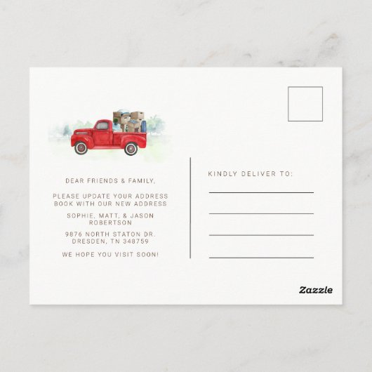 We hebben Waterverf Moving Announcement verplaatst Briefkaart (Achterkant)