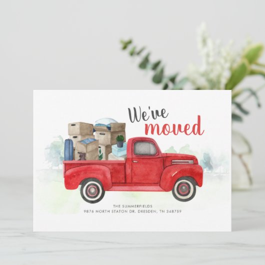 We hebben Waterverf nieuwe adresverplaatsing verpl Aankondiging (Staand voorkant)