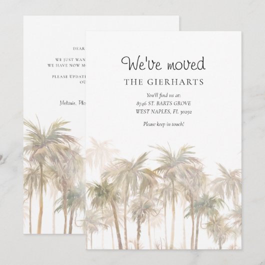 We hebben Waterverf Palm Trees verplaatst Aankondiging (Voorkant / Achterkant)