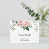 We hebben Waterverf Pink Floral Announcement verpl Briefkaart (Staand voorkant)