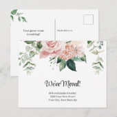We hebben Waterverf Pink Floral Announcement verpl Briefkaart (Voorkant / Achterkant)