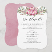 We hebben Waterverf Pink Floral Wedding Elopement Kaart (Voorkant / Achterkant)