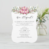 We hebben Waterverf Pink Floral Wedding Elopement Kaart (Staand voorkant)