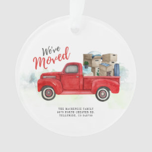 We hebben Waterverf Red Truck Moving Holiday verpl Ornament