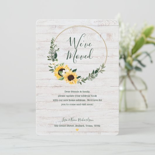 We hebben Waterverf Sunflower Wreath Whitewood ver Aankondiging (Staand voorkant)