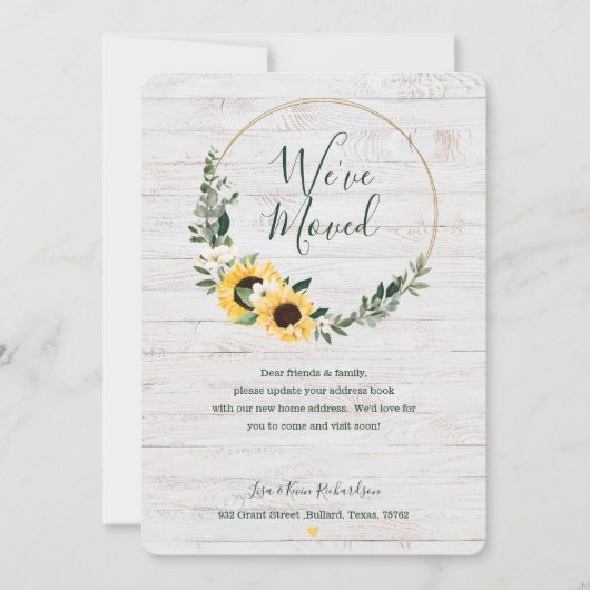 We hebben Waterverf Sunflower Wreath Whitewood ver Aankondiging (Voorkant)