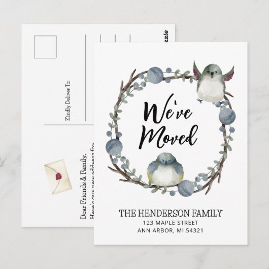 We hebben Waterverf vogels verplaatst. Briefkaart (Voorkant / Achterkant)