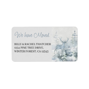 We hebben Waterverf Winter Forest en Stag verplaat Etiket