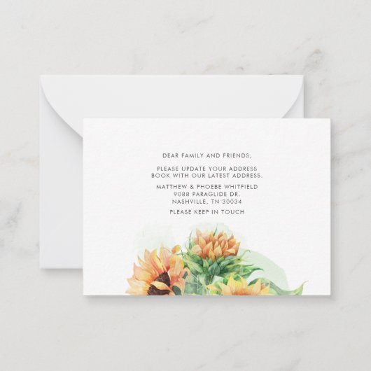 We hebben Waterverf Zonnebloem Bewegd Notitiekaartje (Achterkant)